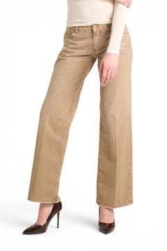 Star gabardine trousers with rhinestone appliqué