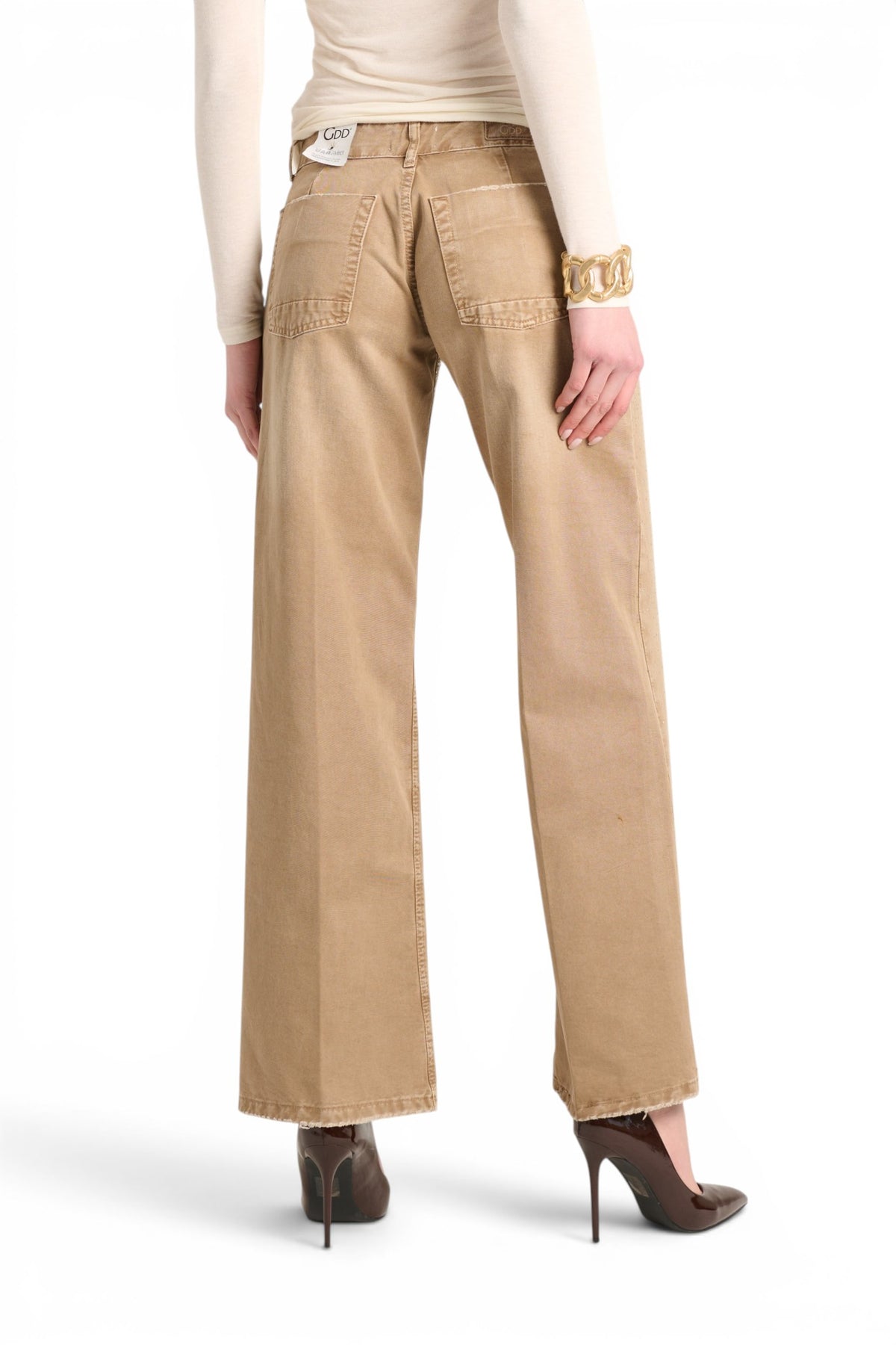 Star gabardine trousers with rhinestone appliqué
