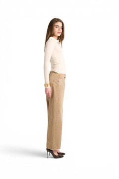 Star gabardine trousers with rhinestone appliqué