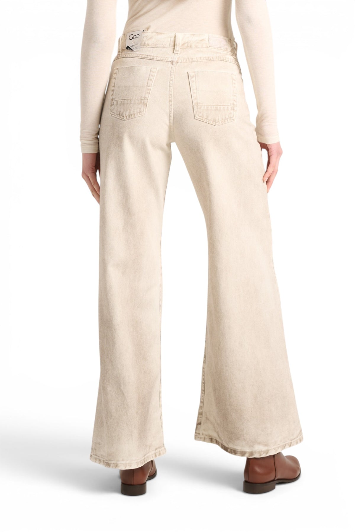 Pantaloni Brenda wide leg in drill spray color