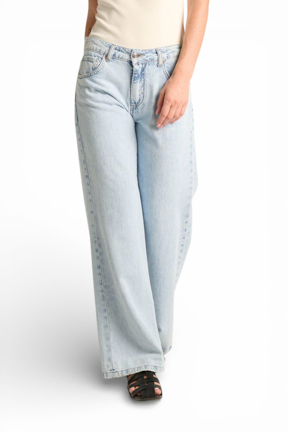 Jeans Clara straight in denim misto tencel