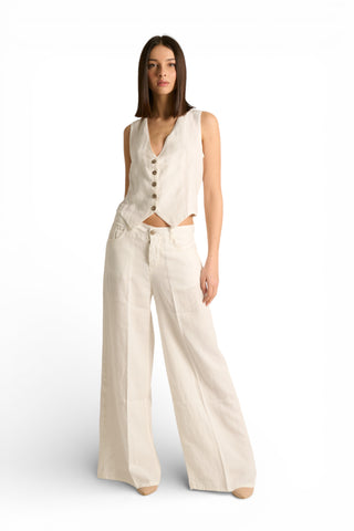 Pantaloni Becca wide leg in puro lino