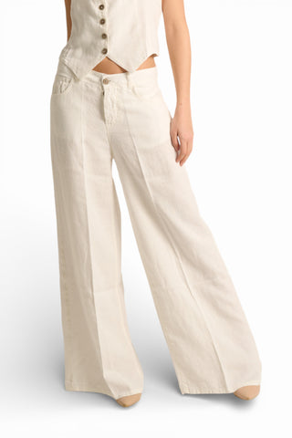 Pantaloni Becca wide leg in puro lino