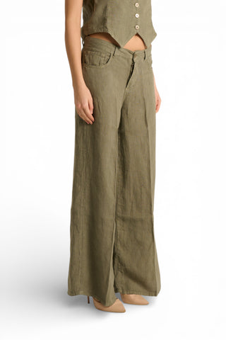Pantaloni Becca wide leg in puro lino