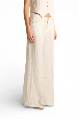 Pantaloni Becca wide leg in puro lino