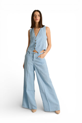 Pantaloni Becca wide leg in puro lino