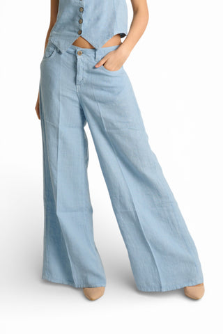 Pantaloni Becca wide leg in puro lino