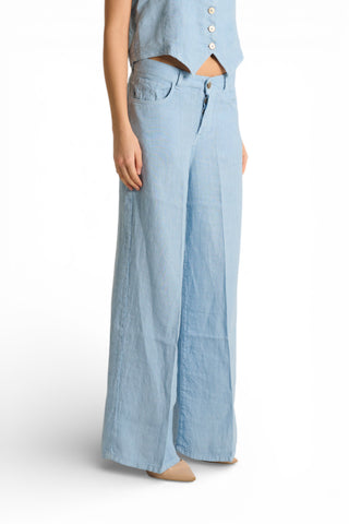 Pantaloni Becca wide leg in puro lino