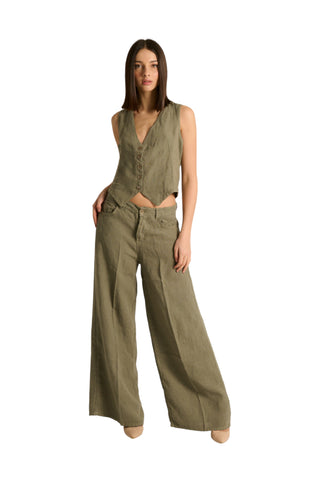 Pantaloni Becca wide leg in puro lino