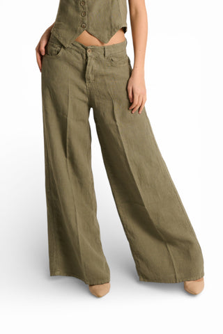 Pantaloni Becca wide leg in puro lino