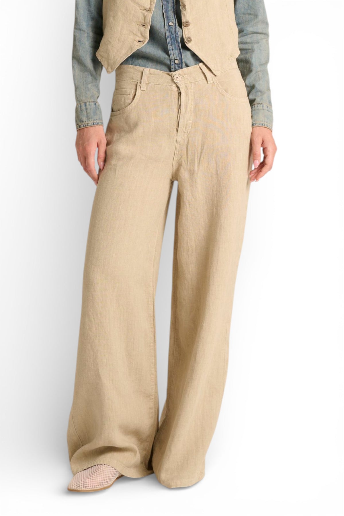 Pantaloni Becca wide leg in puro lino