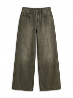 Jeans Camila wide leg in denim nero cioccolato slegato