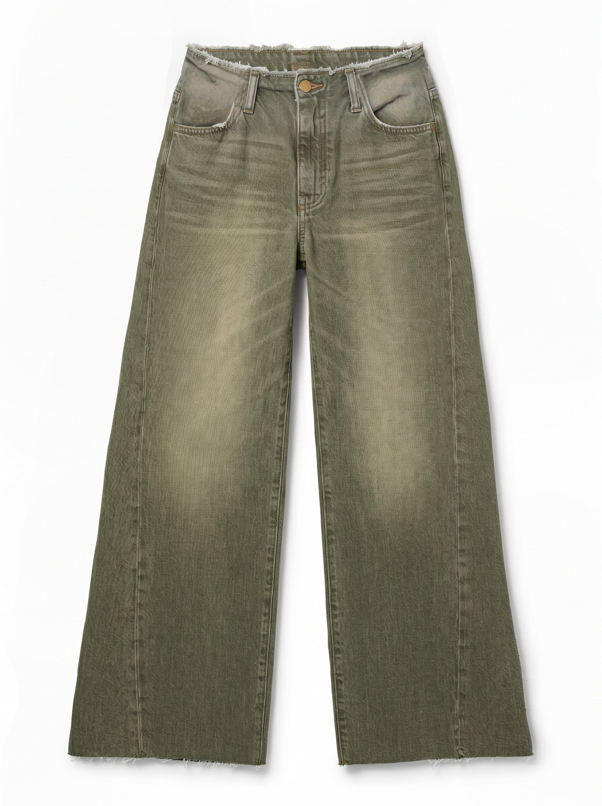 Jeans Daisy wide leg in denim color con cinturino sfrangiato