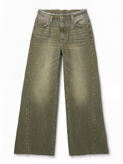 Jeans Daisy wide leg in denim color con cinturino sfrangiato