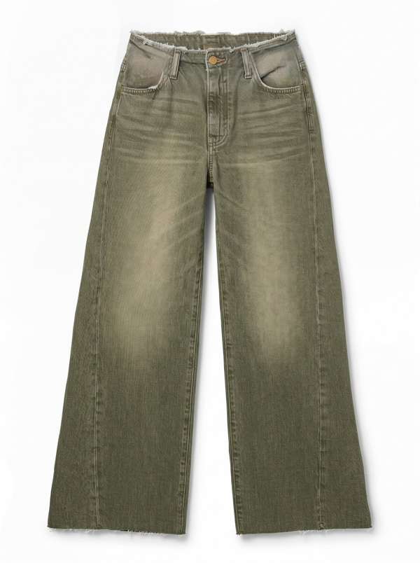 Jeans Daisy wide leg in denim color con cinturino sfrangiato