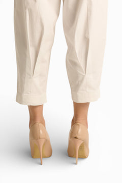 Pantaloni Debora cargo balloon fit in gabardine a vita alta con pinces