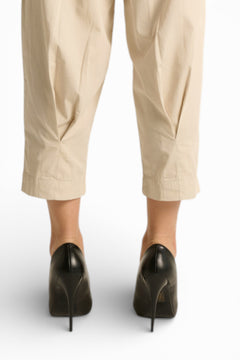 Pantaloni Debora cargo balloon fit in gabardine a vita alta con pinces