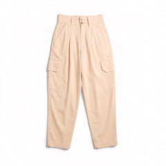 Pantaloni Debora cargo balloon fit in gabardine a vita alta con pinces