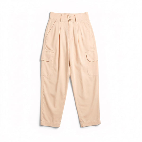 Pantaloni Debora cargo balloon fit in gabardine a vita alta con pinces