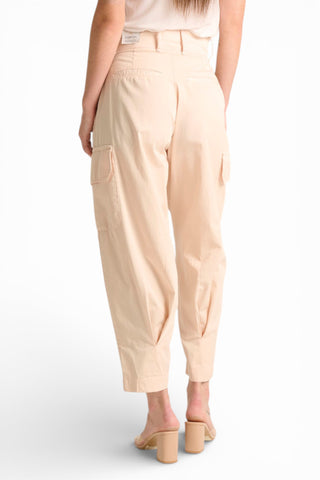 Pantaloni Debora cargo balloon fit in gabardine a vita alta con pinces