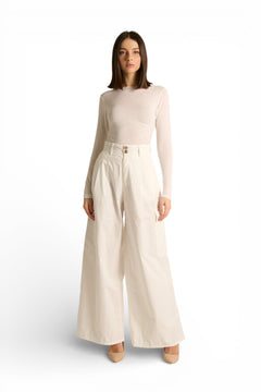 Pantaloni Angy pantapalazzo in gabardine con tasconi
