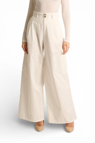 Pantaloni Angy pantapalazzo in gabardine con tasconi