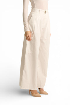 Pantaloni Angy pantapalazzo in gabardine con tasconi