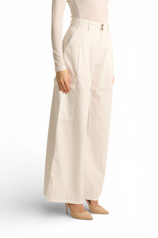 Pantaloni Angy pantapalazzo in gabardine con tasconi