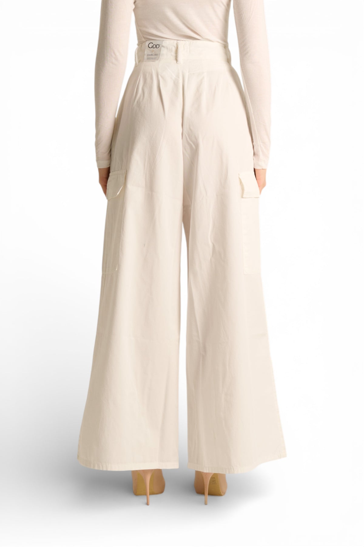 Pantaloni Angy pantapalazzo in gabardine con tasconi