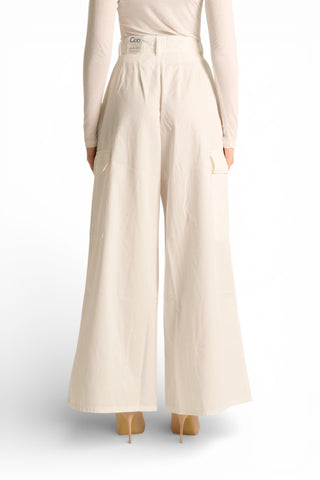 Pantaloni Angy pantapalazzo in gabardine con tasconi