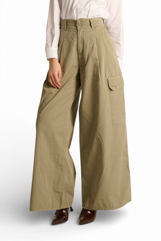 Pantaloni Angy pantapalazzo in gabardine con tasconi