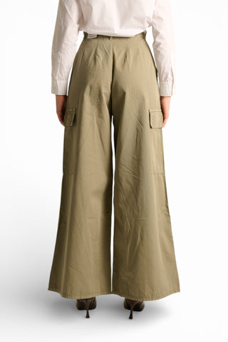 Pantaloni Angy pantapalazzo in gabardine con tasconi