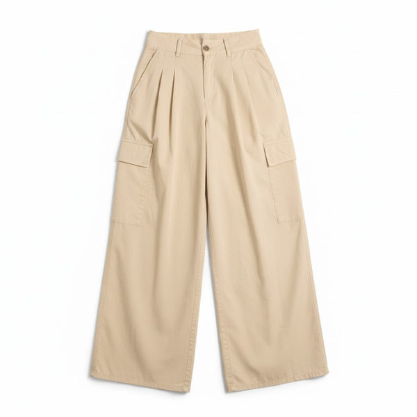 Pantaloni Angy pantapalazzo in gabardine con tasconi