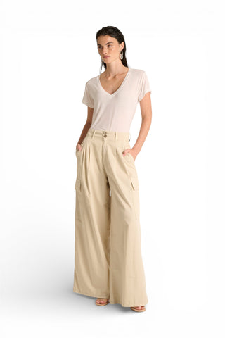 Pantaloni Angy pantapalazzo in gabardine con tasconi