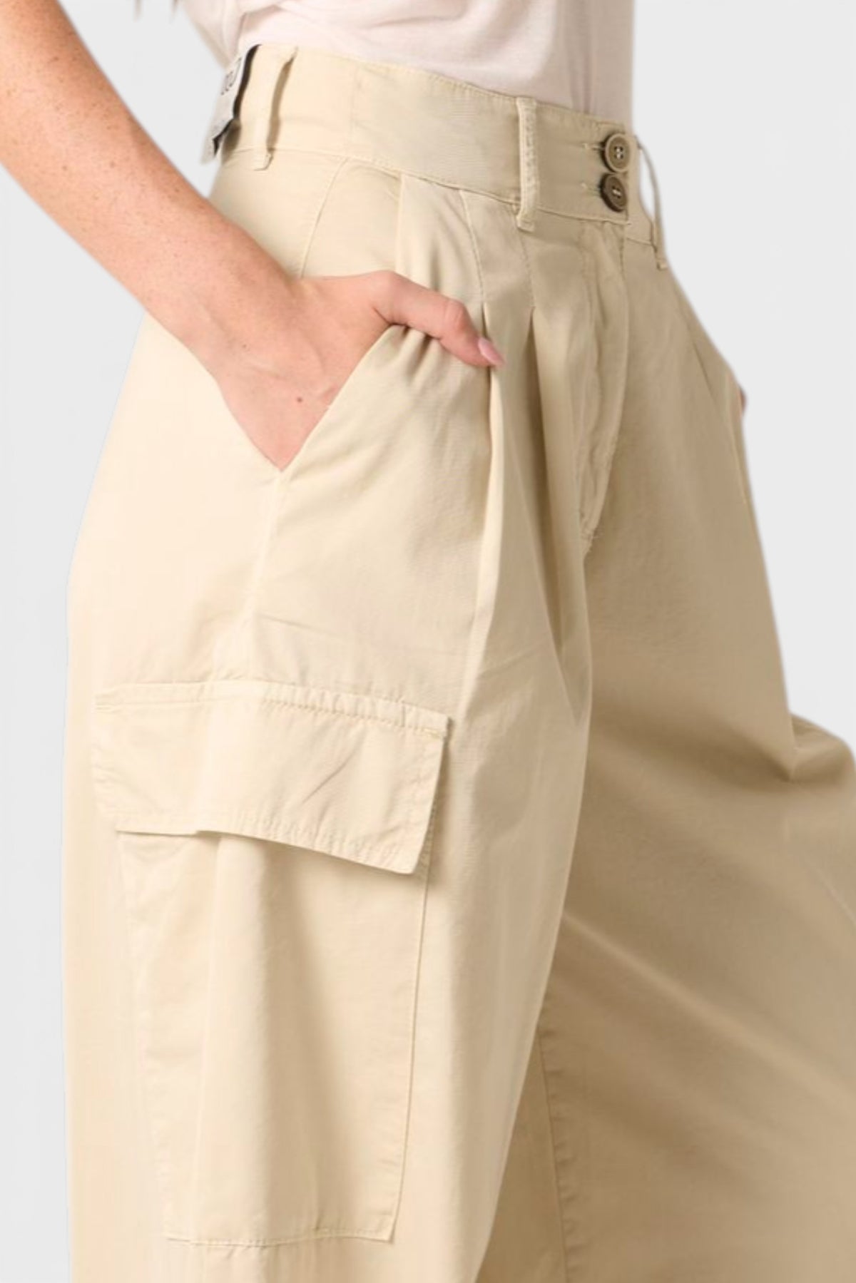 Pantaloni Angy pantapalazzo in gabardine con tasconi