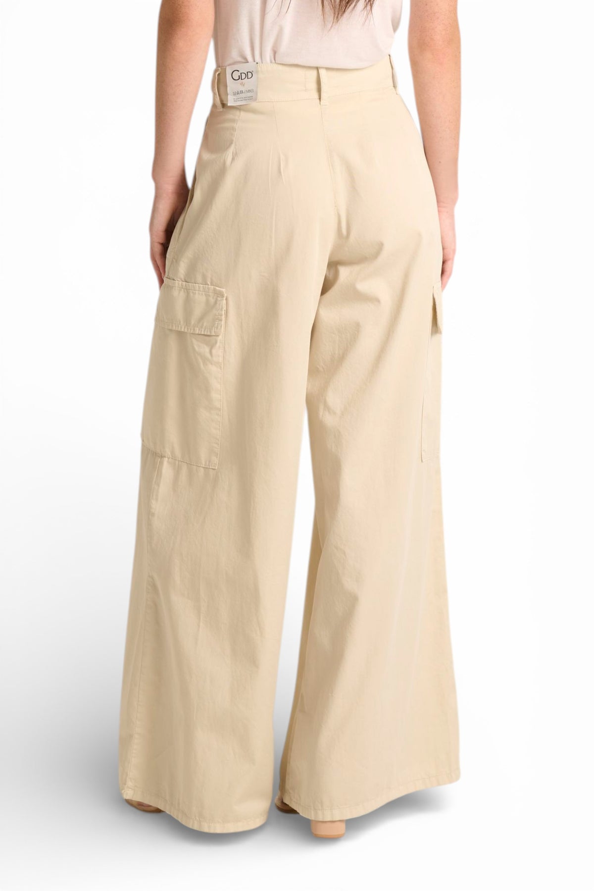 Pantaloni Angy pantapalazzo in gabardine con tasconi