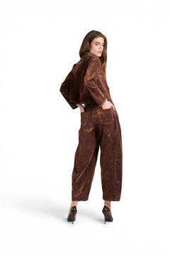 Jeans Ines barrel butterfly in denim floccato