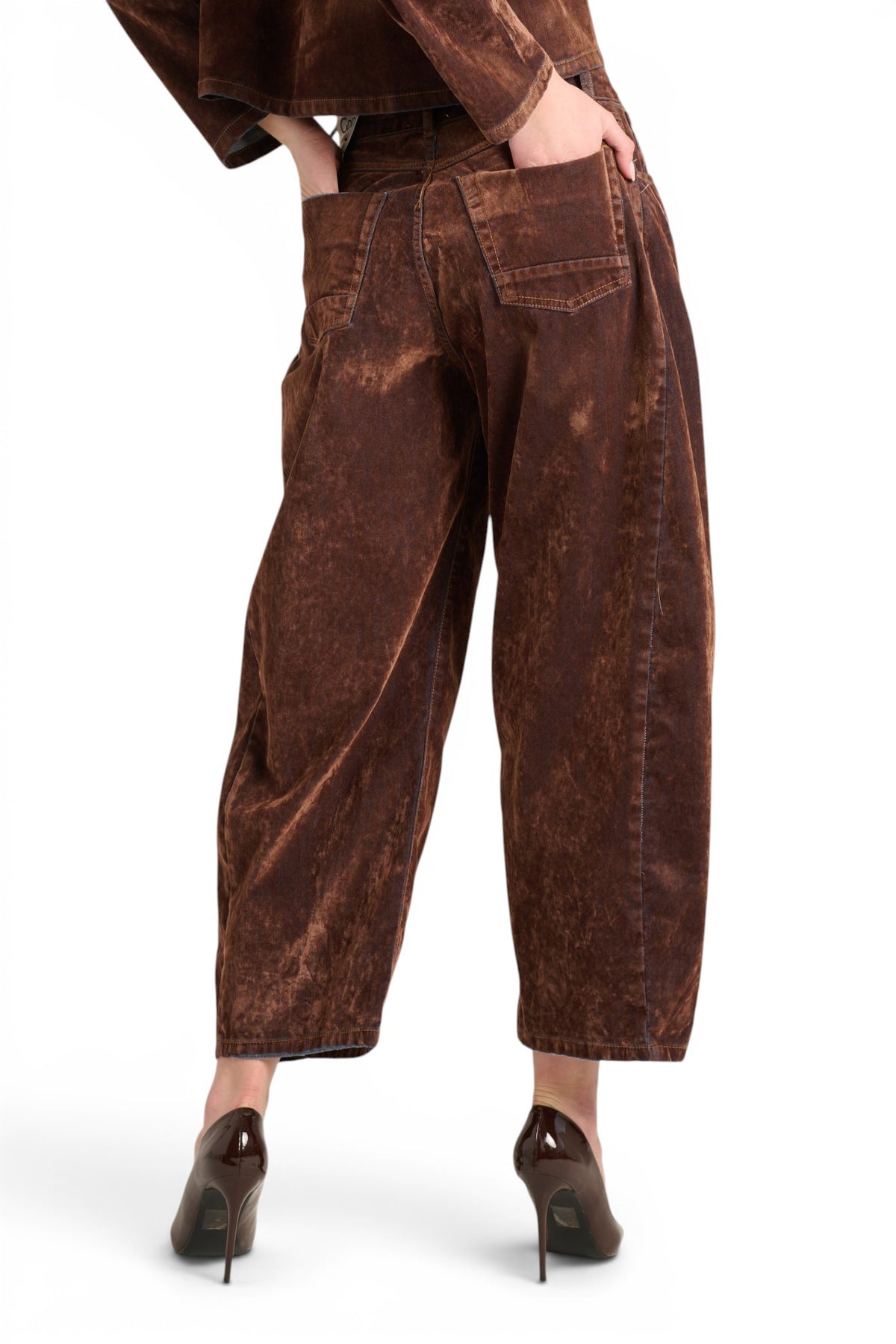 Jeans Ines barrel butterfly in denim floccato