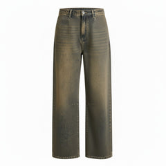 Jeans Ritha oversize straight con riprese al ginocchio in denim slegato