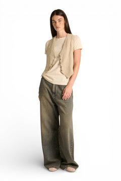 Jeans Ritha oversize straight con riprese al ginocchio in denim slegato