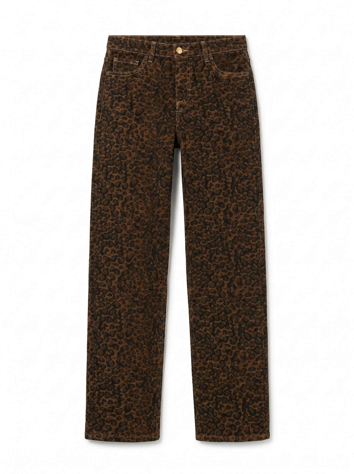 Pantaloni Dina straight in ciniglia animalier
