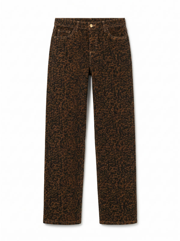Pantaloni Dina straight in ciniglia animalier
