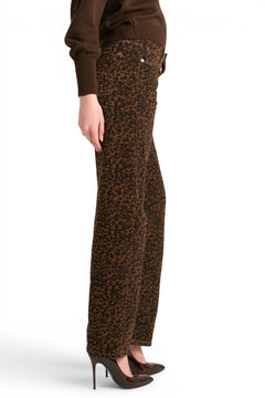 Pantaloni Dina straight in ciniglia animalier