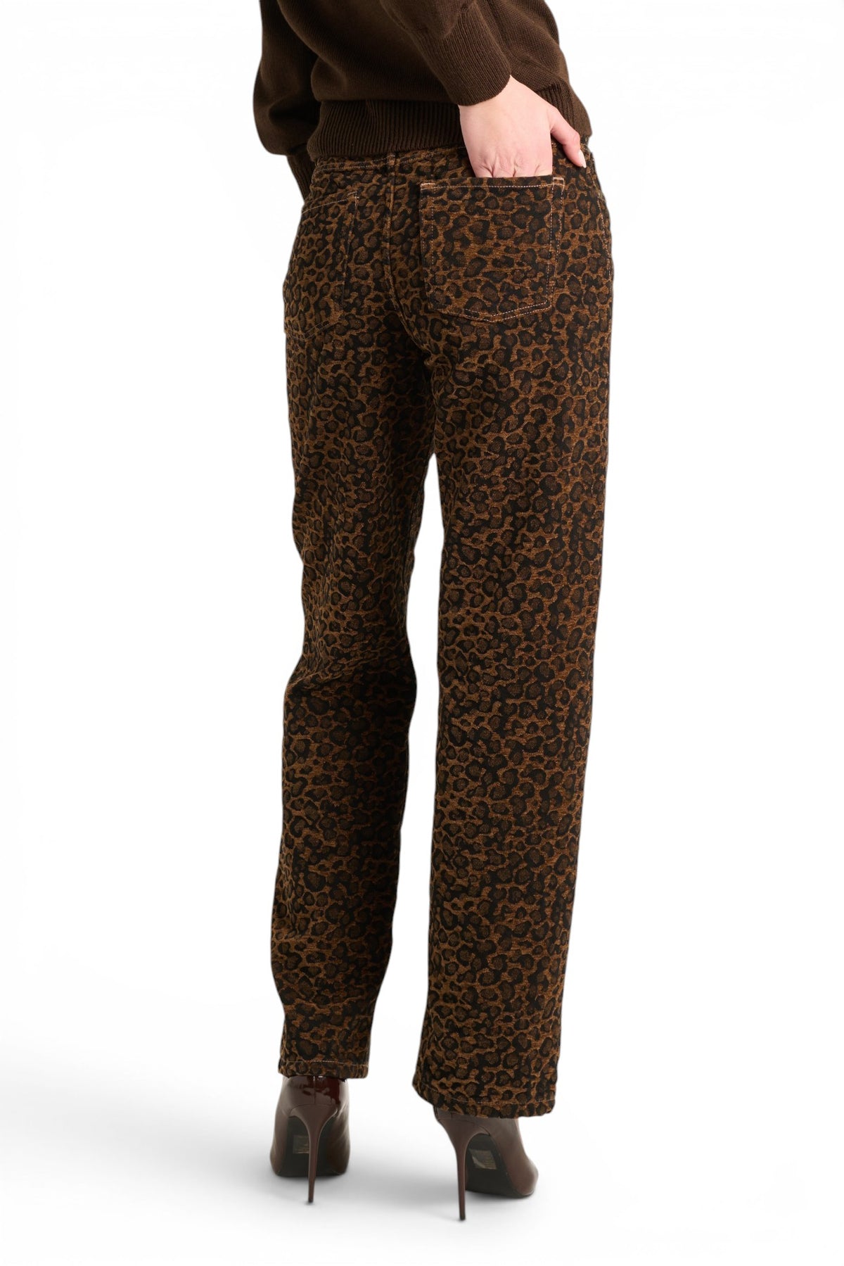 Pantaloni Dina straight in ciniglia animalier
