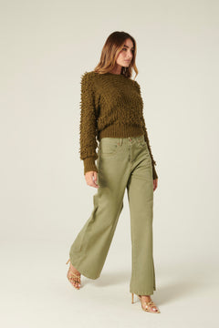 Pantaloni Becca wide leg in drill