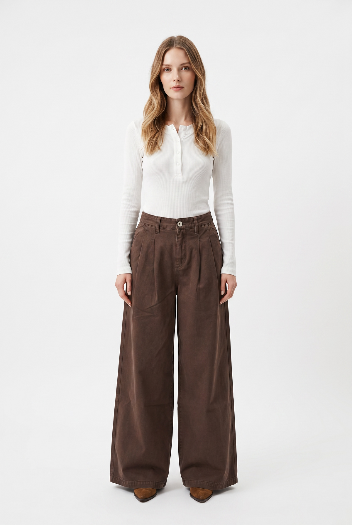 Pantaloni Jina palazzo wide leg in gabardin doppio ritorto