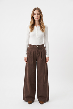 Pantaloni Jina palazzo wide leg in gabardin doppio ritorto