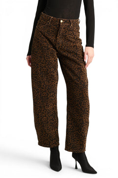 Pantaloni Ashley barrel in ciniglia animalier