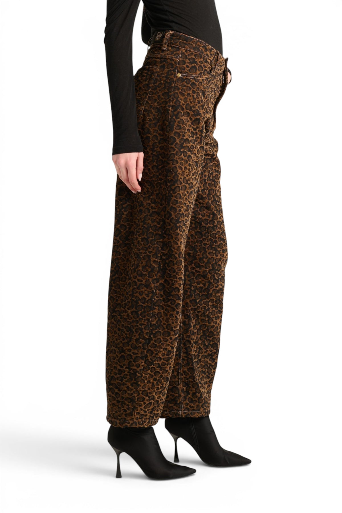 Pantaloni Ashley barrel in ciniglia animalier