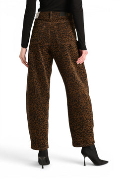 Pantaloni Ashley barrel in ciniglia animalier